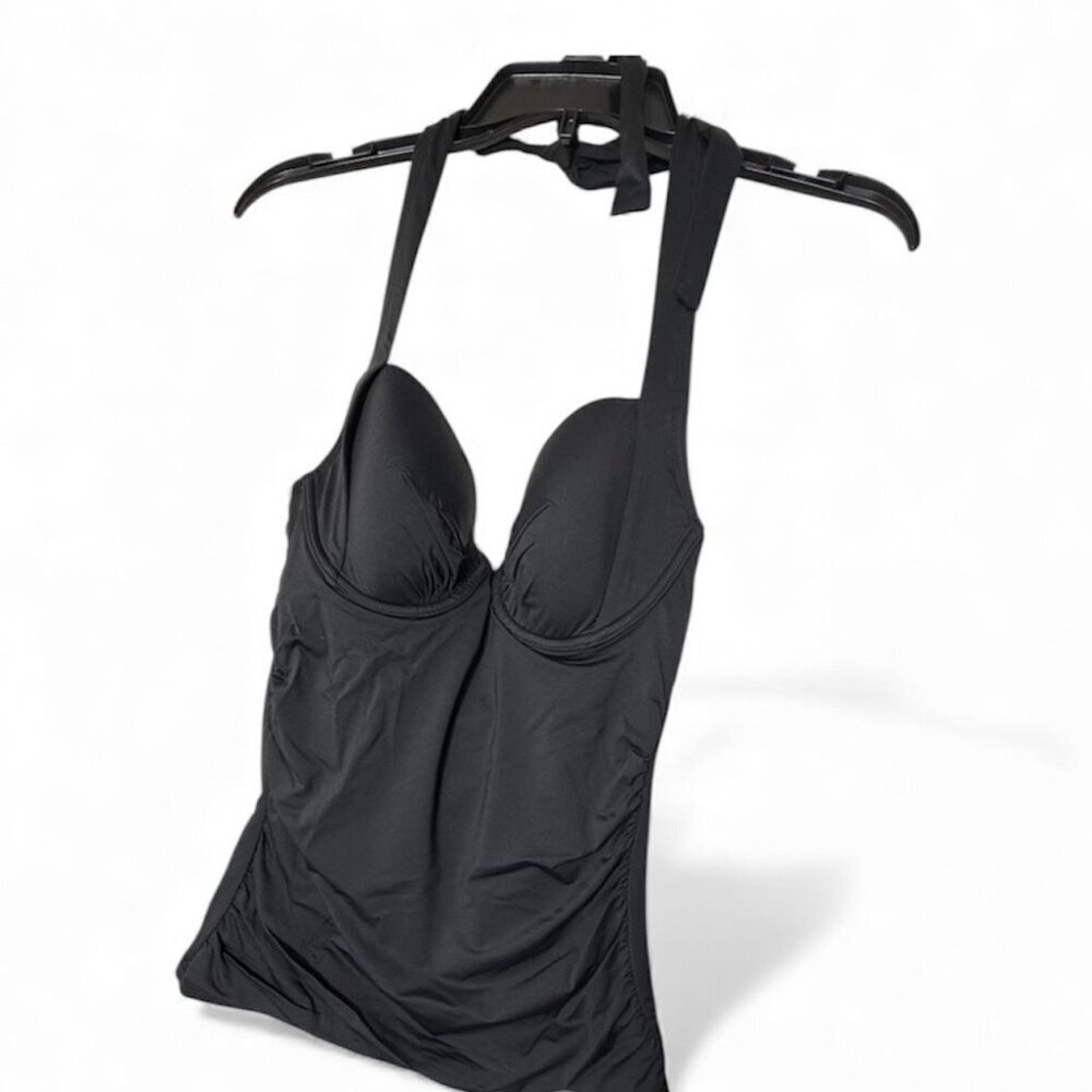Tommy Bahama Womens Black Halter Pearl Underwired Tankini Swim Top Sz S New - Picture 3 of 12